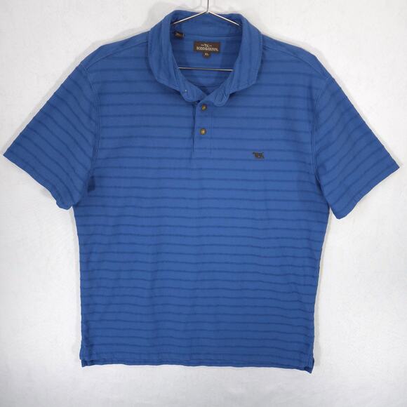 Rodd & Gunn Polo Mens XL Blue Textured Stripe Cotton Logo Short Sleeve Shirt - Picture 2 of 9